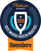 Owensboro Living 2025 Platinum Winner badge for Best Mental Health Practice.
