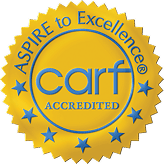 CARF accredited gold seal, Aspire to Excellence.