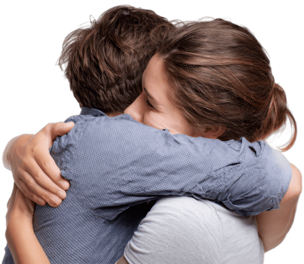 A man and a woman hugging with a transparent background