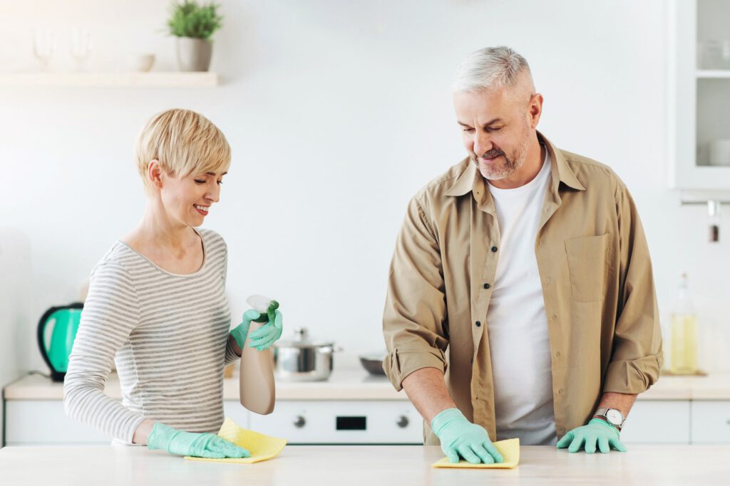 Couple practicing daily living skills together as part of therapeutic rehabilitation