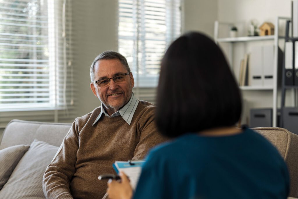 Individual substance use counseling session with a therapist in a warm and confidential setting
