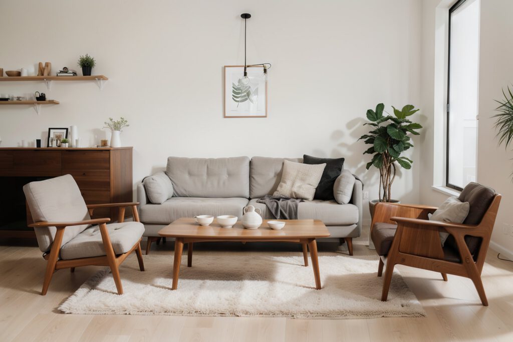 Modern and comfortable living room of a mens residential substance use treatment home